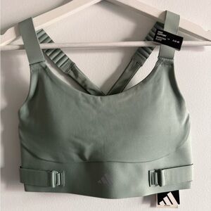 Adidas Women's High Support Silver Green Sports Bra with adjustable options
